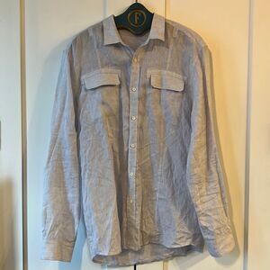 Elie Tahari Blue Linen Button Down - XL